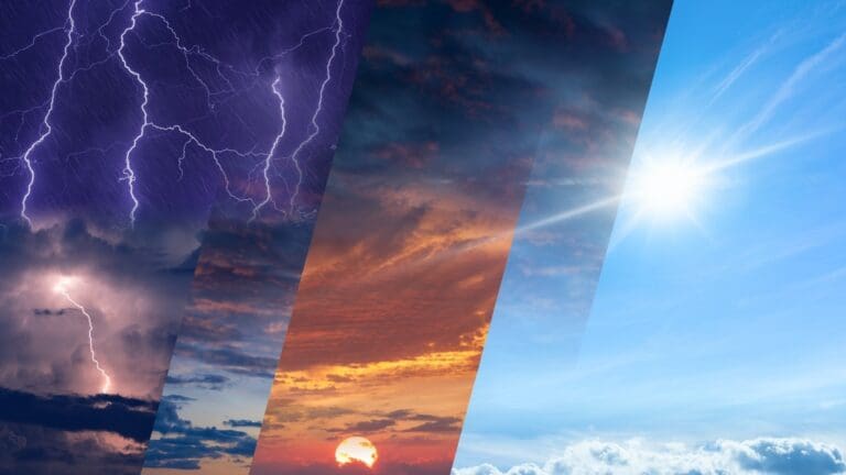 pictures of different weather conditions combined in a single picture