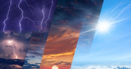 pictures of different weather conditions combined in a single picture